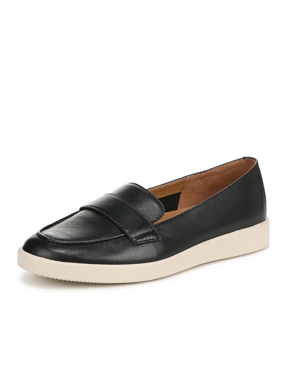 NEW Naturalizer Black Leather Slip-On Penny Loafer with Cream Sole